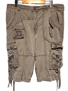 Fusai Y2K Skater Cargo Shorts Size 36 Military Utility Streetwear